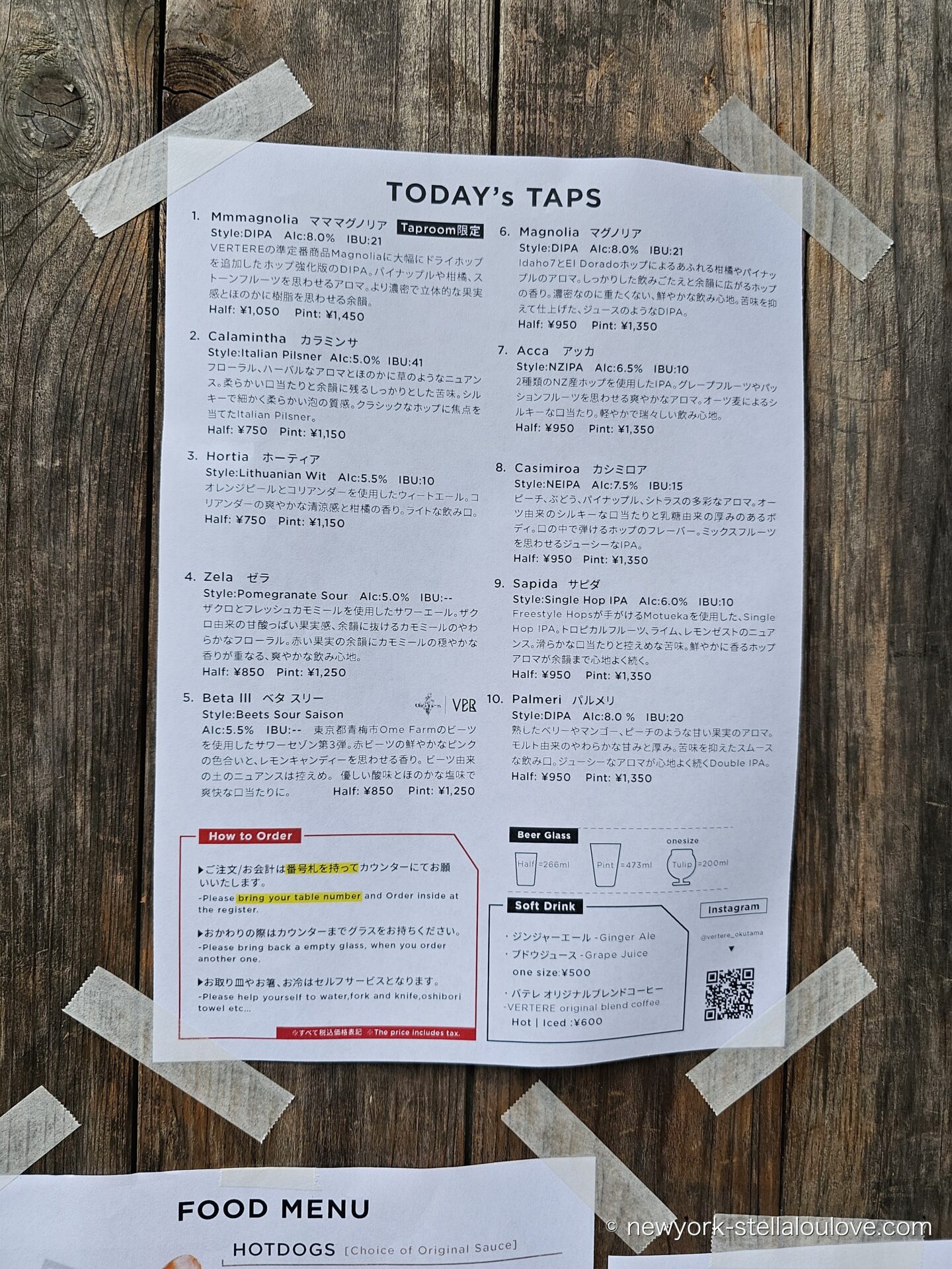 VERTERE Taproomの案内看板